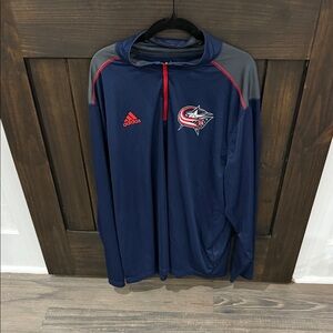 Adidas Columbus Blue Jackets Navy and Charcoal Full-Zip Jacket